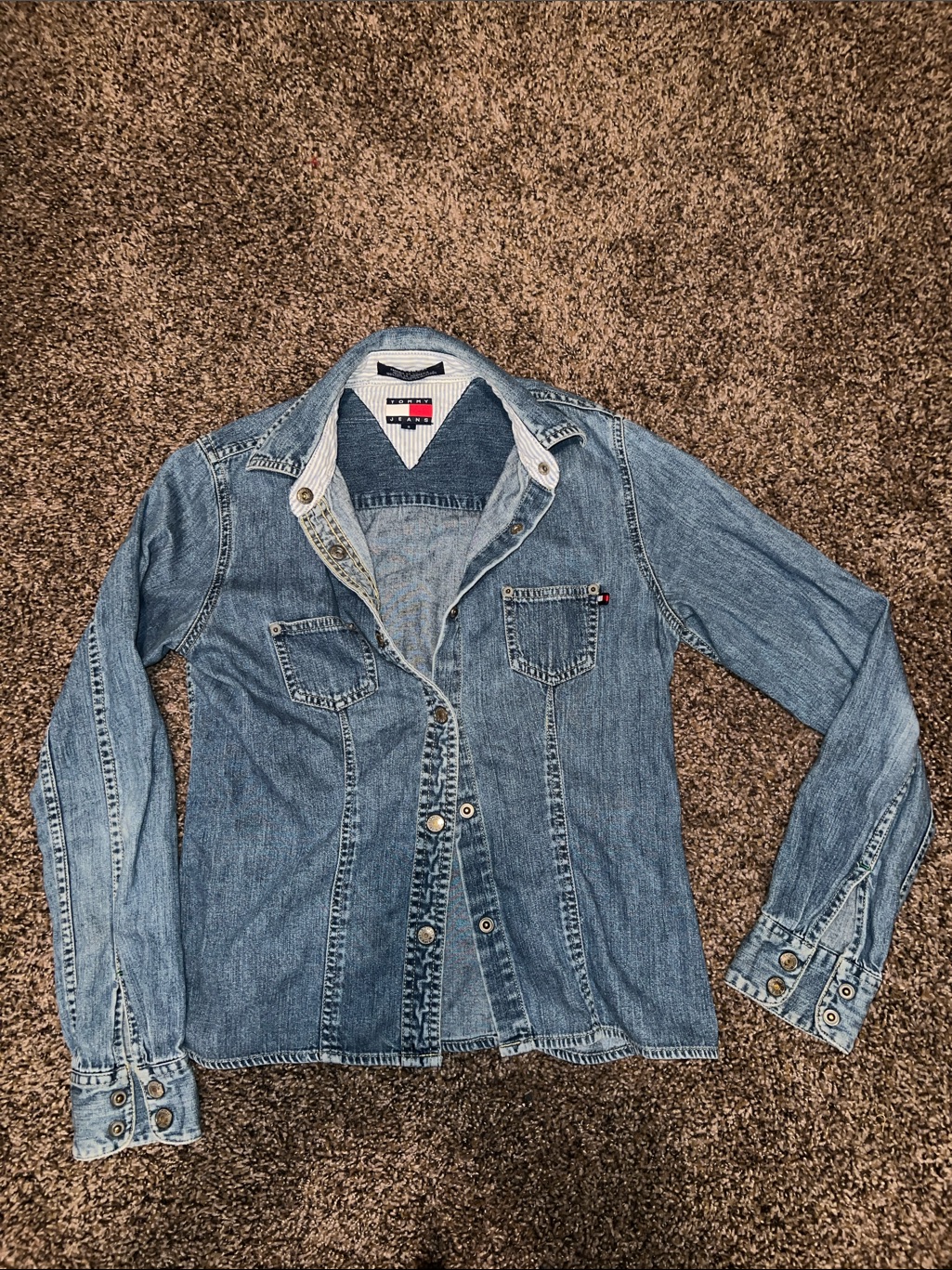 Vintage Tommy Hilfiger Blue Light Wash Denim Shirt Jacket